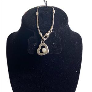 Brighton heart bracelet with faux pearl.